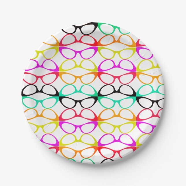 Looking Good Spectacular Cat Eyes Retro Glasses Paper Plate (Front)