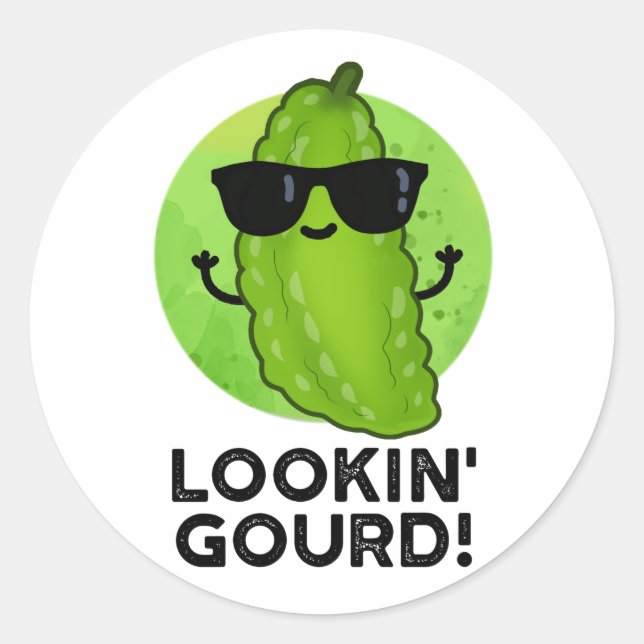 Looking Gourd Funny Cool Veggie Pun  Classic Round Sticker (Front)