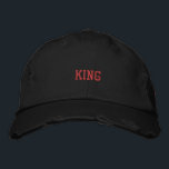Looking Handsome Custom King Printed Text Men Boy Embroidered Hat<br><div class="desc">This KING embroidered cap from District Threads combines style and practicality. Its distressed chino twill fabric offers a trendy,  worn-in look,  while the adjustable fit ensures all-day comfort.</div>
