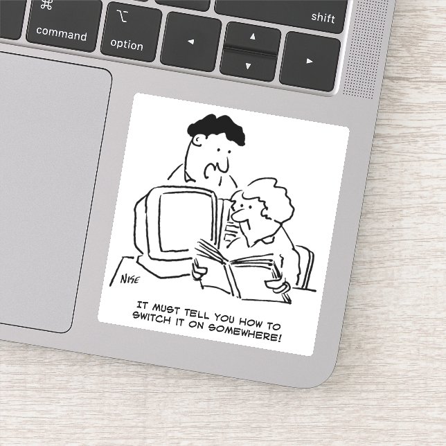 Looking How to Switch On the Computer (Detail)