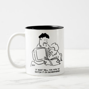 Looking How to Switch On the Computer Two-Tone Coffee Mug
