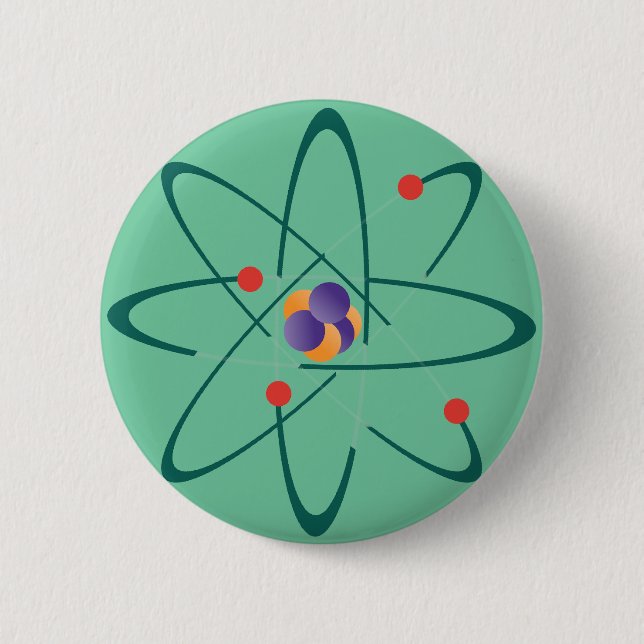 Looking InTime. Atoms On Sea Green Background. Sci 6 Cm Round Badge (Front)