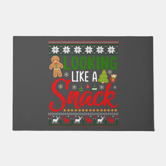 Looking Like A Snack Funny Christmas Cookie Ugly Doormat (Front)