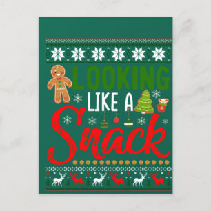 Looking Like A Snack Funny Christmas Cookie Ugly Postcard
