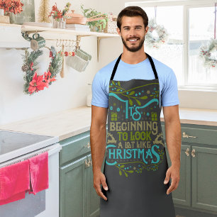 Looking Like Christmas Modern Word Art Apron