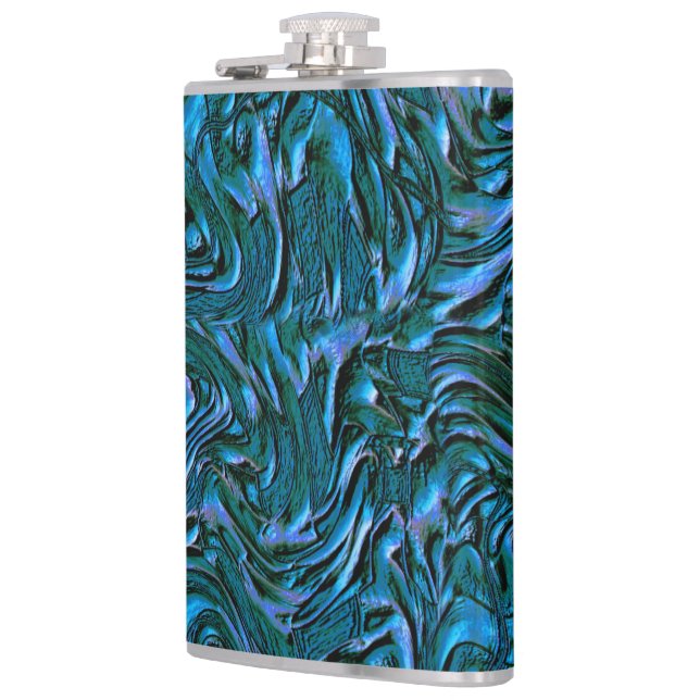 Looking like royal or cadet blue textured of wall hip flask (Left)