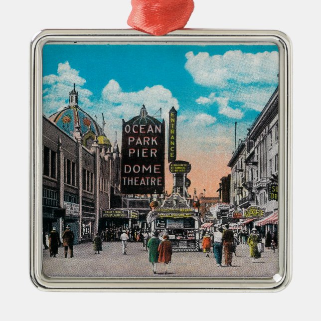 Looking North on Ocean Front, Ocean Park Metal Tree Decoration (Front)