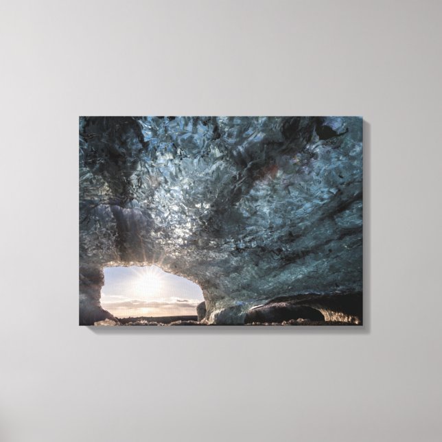 Looking out an ice cave, Iceland Canvas Print (Front)