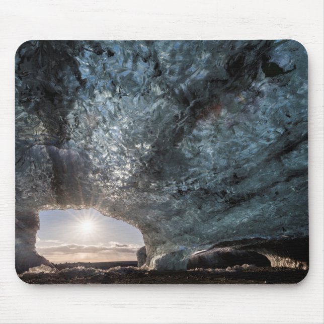 Looking out an ice cave, Iceland Mouse Pad (Front)