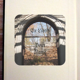 Looking out Through the Ruin Bookplate Square Sticker