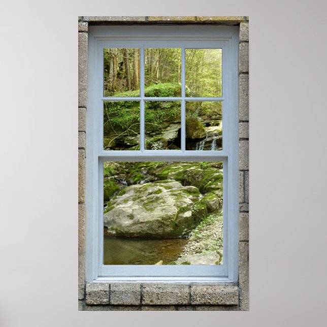 Looking out window West Virginia moss creek Print (Front)