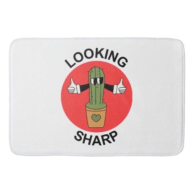 Looking Sharp Cactus Pun Bath Mat (Front)
