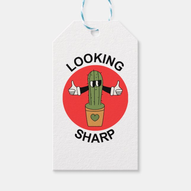 Looking Sharp Cactus Pun Gift Tags (Front)