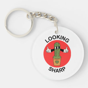 Looking Sharp Cactus Pun Key Ring