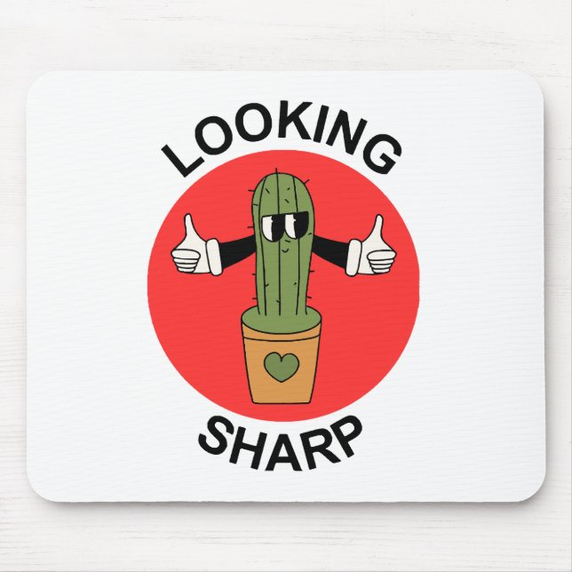 Looking Sharp Cactus Pun Mouse Pad (Front)