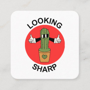 Looking Sharp Cactus Pun Square Business Card