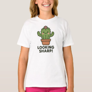 Looking Sharp Cute Green Cactus Graphic T-Shirt