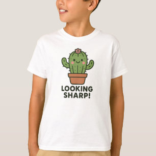 Looking Sharp Cute Green Cactus Graphic T-Shirt