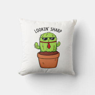 Looking Sharp Funny Cactus Pun Cushion