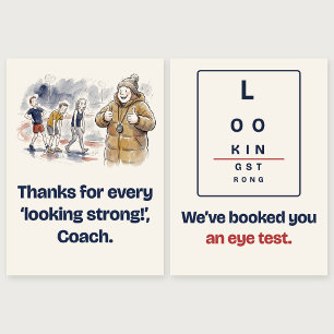 Looking Strong: Funny Running Coach Thank You Card
