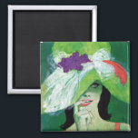 Looking the Other Way Magnet<br><div class="desc">Artist: Coby Whitmore | Woman in a green hat with flirtacious smile.</div>