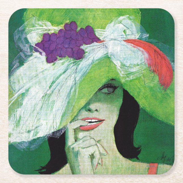 Looking the Other Way Square Paper Coaster (Front)
