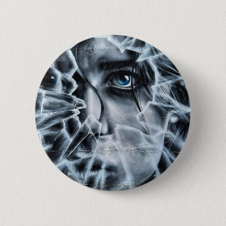 Looking thru the shattered window 6 cm round badge
