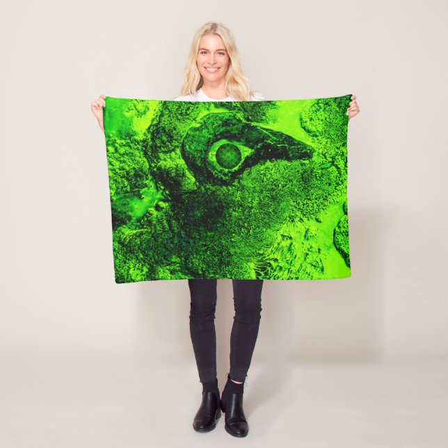 looking to green fleece blanket (In Situ)