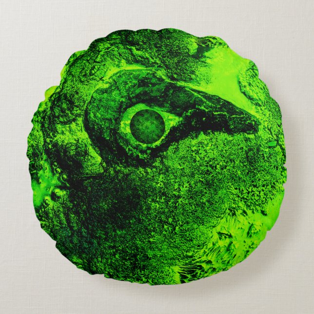 looking to green round pillow (Front)