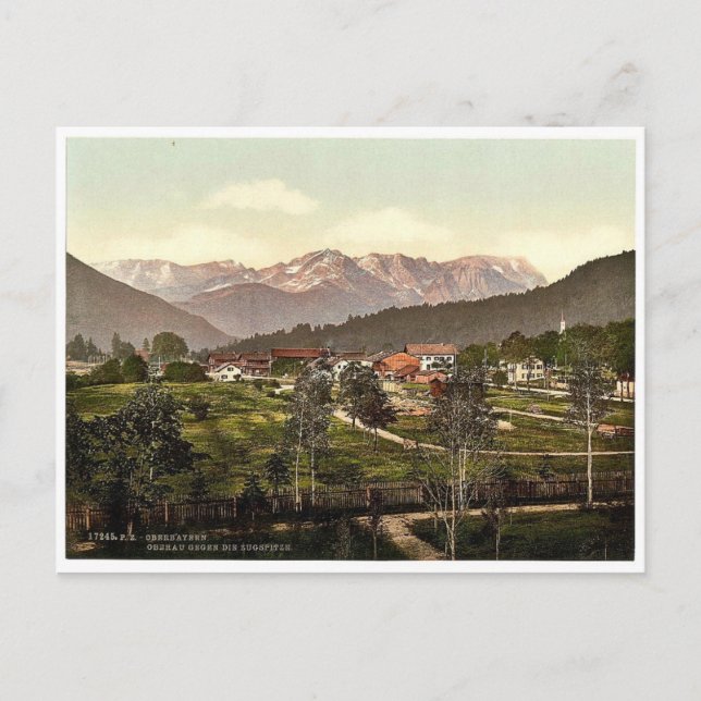 Looking towards the Zugspitze, Oberau, Upper Bavar Postcard (Front)