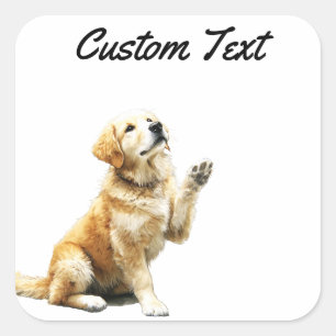 Looking Up Puppy-4   Personalized Custom Text Square Sticker