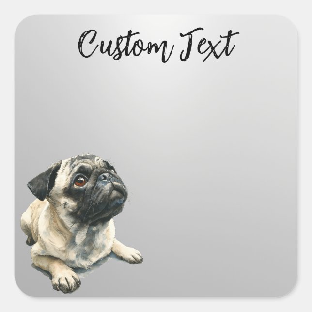 Looking Up Puppy-5 | Personalized Custom Text Square Sticker (Front)