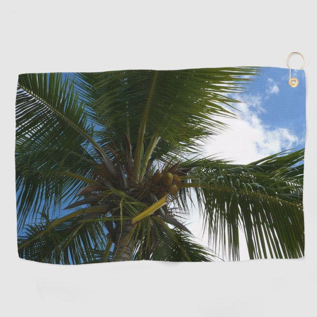 Looking Up to Coconut Palm Tree Tropical Nature Golf Towel (Horizontal)