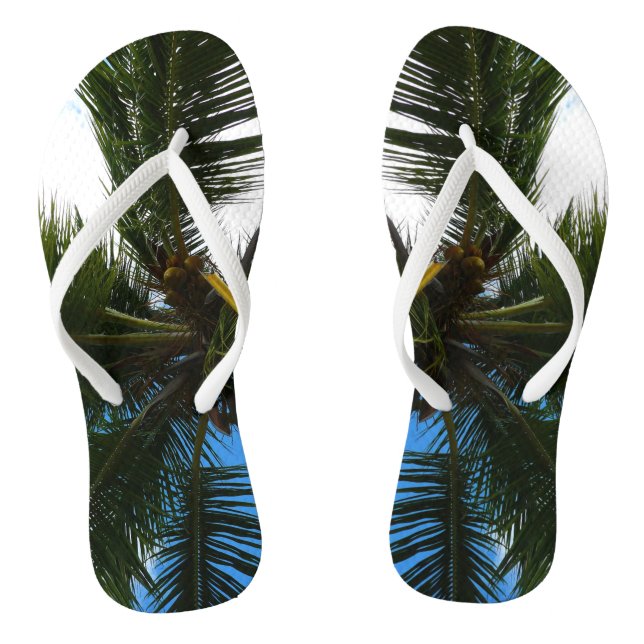 Looking Up to Coconut Palm Tree Tropical Nature Jandals (Footbed)