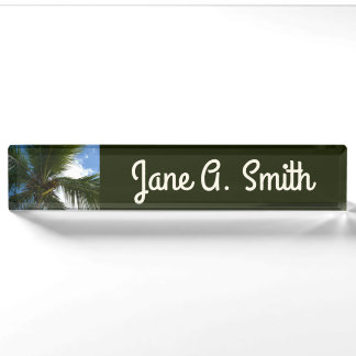 Looking Up to Coconut Palm Tree Tropical Nature Nameplate