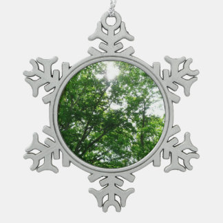 Looking Up to Summer Trees Snowflake Pewter Christmas Ornament