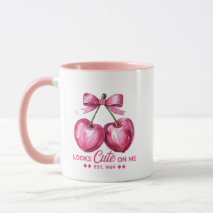 Looks Cute On Me" Cherry Mug – Pink Bow & Sparkle