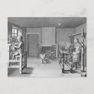 Loom for weaving stockings postcard