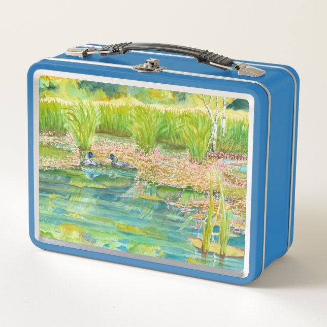 Loon and Blue Heron Metal Lunch Box (Front)