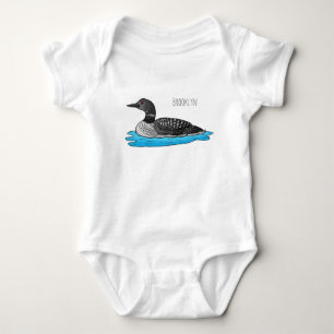 Loon bird cartoon illustration baby bodysuit