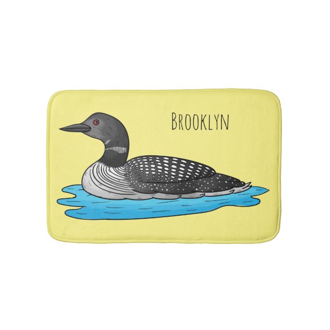 Loon bird cartoon illustration bath mat (Front)