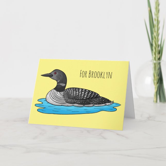 Loon bird cartoon illustration card (Front)