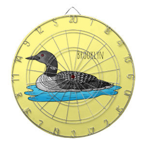 Loon bird cartoon illustration dartboard