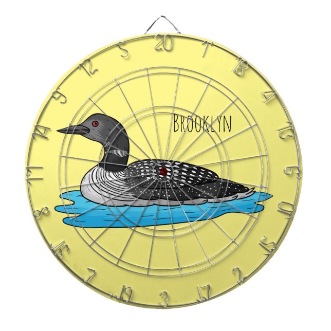 Loon bird cartoon illustration  dartboard (Front)