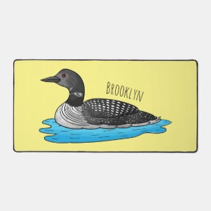 Loon bird cartoon illustration desk mat