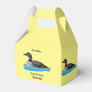 Loon bird cartoon illustration favour box