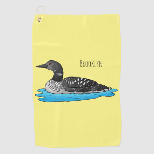 Loon bird cartoon illustration  golf towel