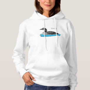 Loon bird cartoon illustration hoodie