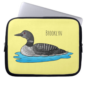 Loon bird cartoon illustration laptop sleeve