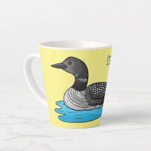 Loon bird cartoon illustration latte mug